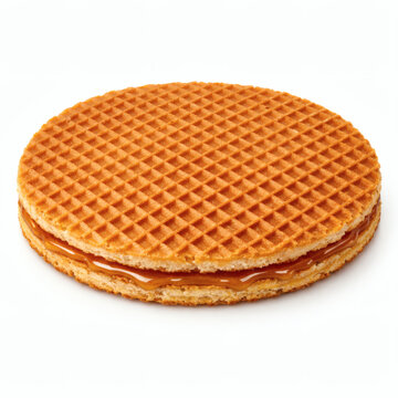 Stroop wafel on white background for dessert concept