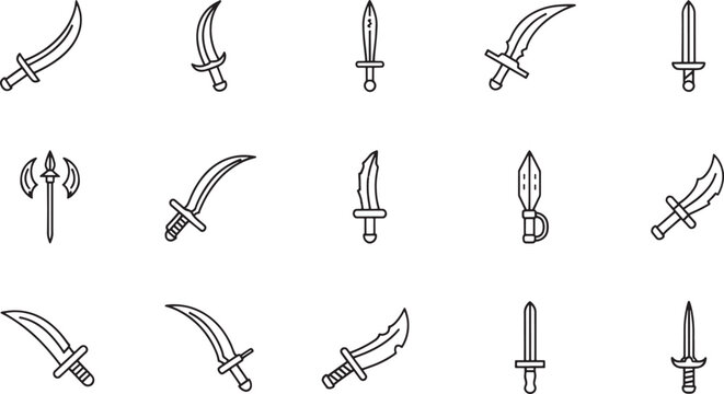 Black and white of various tools and utensils hammer