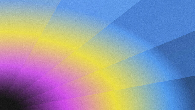 Abstract background with soft, textured light beams radiating in neon purple, electric yellow, and ocean blue.