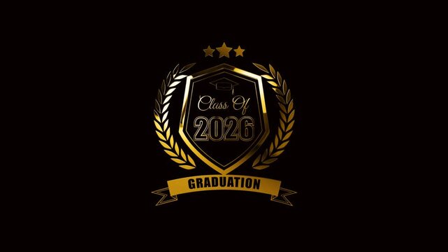 luxury gold graduation class of 2026 label green screen background
