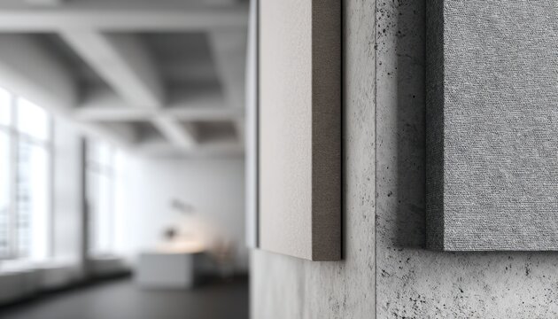 The corner between two gray fabric surfaces showing texture and material details