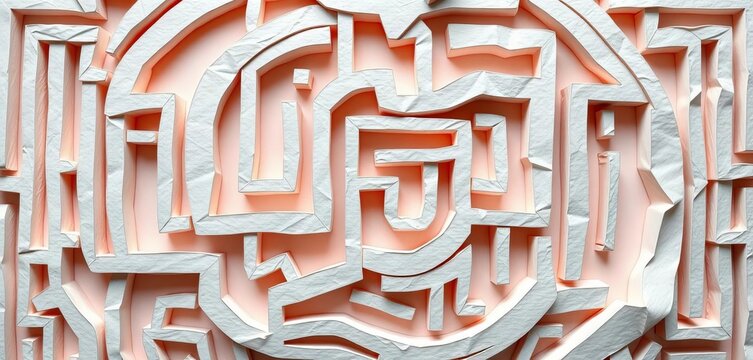 Intricate paper maze design, complex pathways, folded paper texture,   intelligence,  challenge