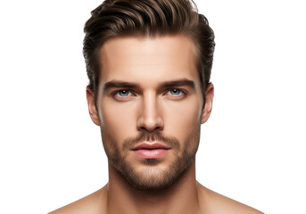 Fototapeta premium Handsome man's portrait isolated on transparent background a striking facial study