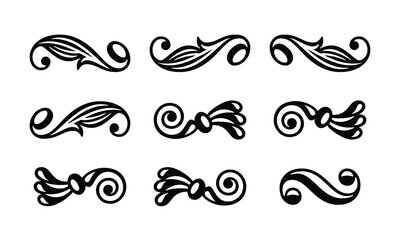 Fototapeta premium Vintage Floral Swirl Ornament Vector Set – Elegant Decorative Flourish Elements Collection