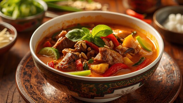 Thai Red Curry with Roasted Duck. Kaeng Pled Ped Yang.