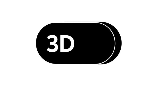 Minimalist black 3D technology icon button vector illustration