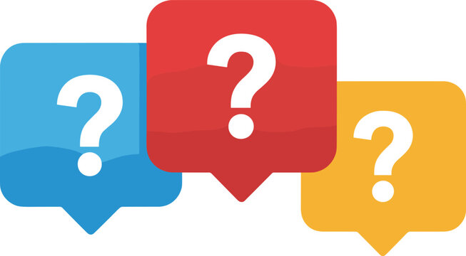 Three Speech Bubbles with Question Marks communication