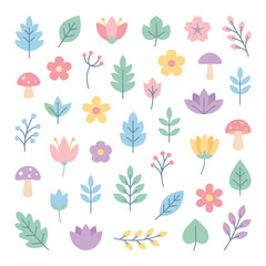 Fototapeta premium collection of pastel colored nature icons