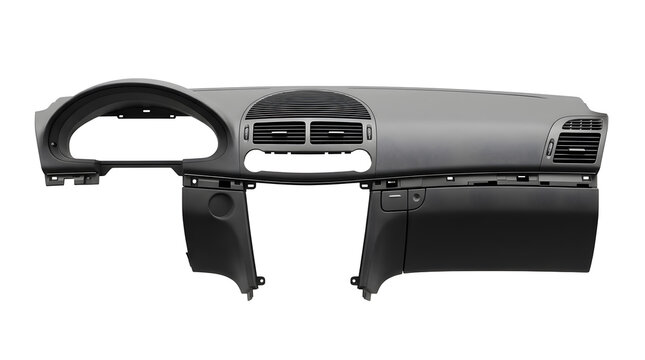 Automotive plastics dashboard components gray black molded car interior panel design