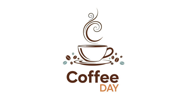 Coffee Cup Logo Design with Beans.