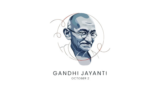 Gandhi Jayanti Portrait Illustration Mahatma Gandhi.