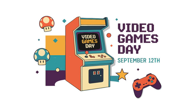 Vintage Arcade Machine with Game Controller.