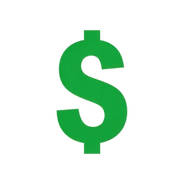 A large green dollar sign symbol isolated on transparent background