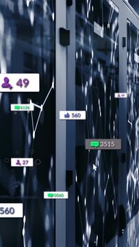 IT rack centering showing lines while cursor updating badge counts as camera panning for monitoring