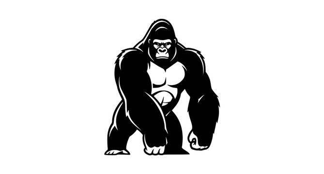 Powerful Black Gorilla Silhouette Vector Illustration Design