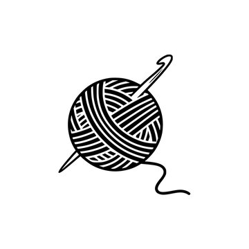 A ball of yarn with a crochet hook Vector, illustration