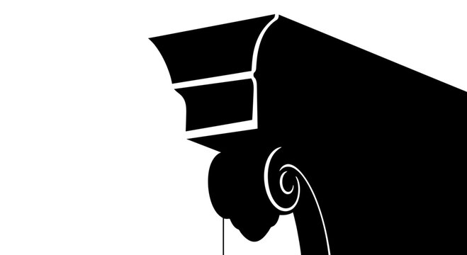 Minimalist black and white architectural corbel vector illustration