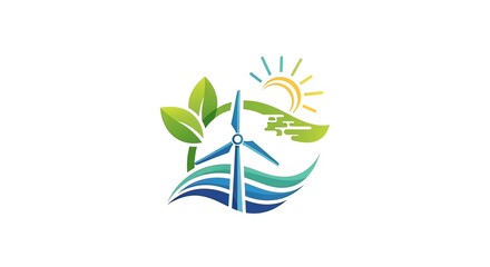 Fototapeta premium Eco friendly wind energy logo design.