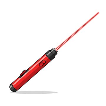 Red laser pointer device emitting light.