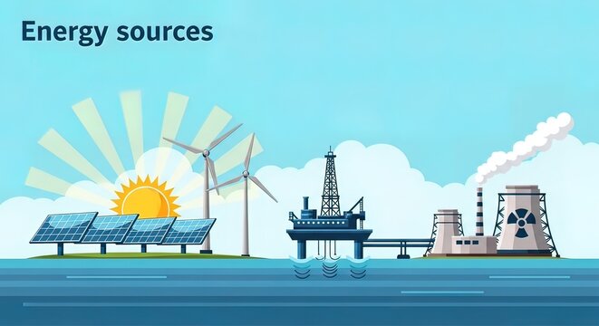 Renewable and nonrenewable energy sources compared.