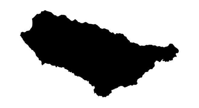 Madeira Island Portugal Geographic Map Silhouette Vector Illustration