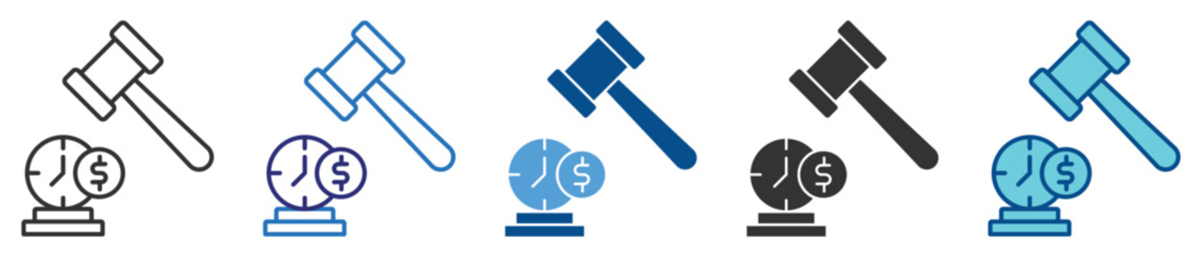 Real Time Bidding icon set multiple style collection