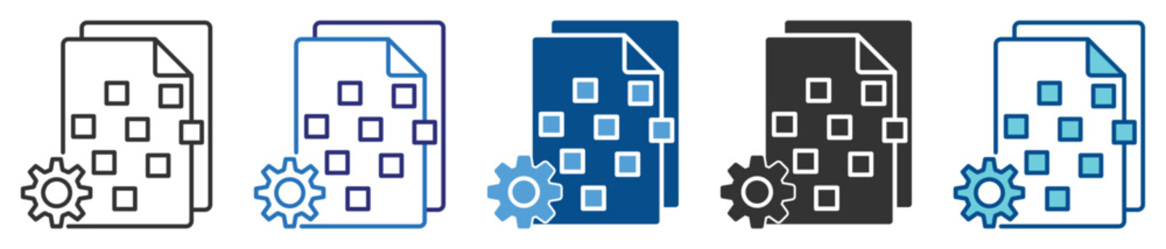 Unstructured Data icon set multiple style collection
