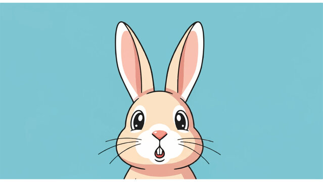 Cute Cartoon Rabbit Face Closeup.