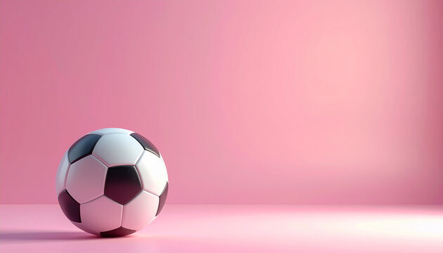 Soccer ball against pink background