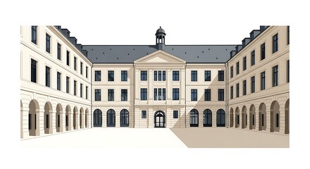 Fototapeta premium Classic Architectural Courtyard Vector Illustration