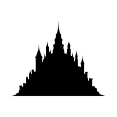 Obraz premium Majestic fantasy castle silhouette with towers and spires