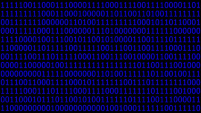 fast changing binary code - glitch effect. 4K video animation. binary code stream