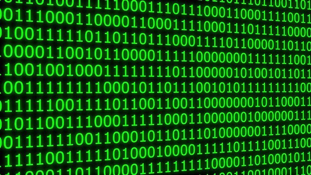 fast changing binary code - glitch effect. 4K video animation. binary code stream