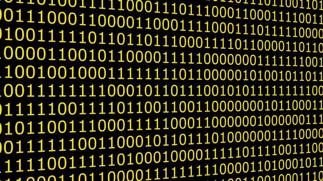 fast changing binary code - glitch effect. 4K video animation. binary code stream
