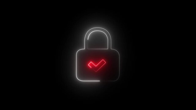 Abstract digital Security Lock Icon Animation: Cyber Protection, Data Privacy, Safe Network Access, VPN & Online Safety Loop. 4k motion graphics animation.