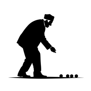 Silhouette of an elderly man playing lawn bowls or bocce vector