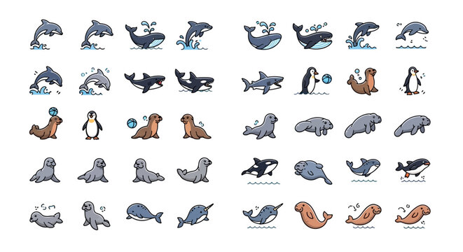 Collection of various sea creatures.