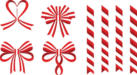 Obraz premium Red Ribbon and Bow Decoration Set