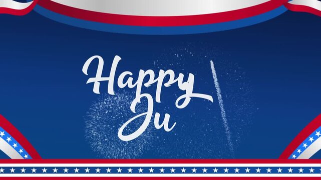 4th of july text celebration with fireworks and stars, perfect for independence day, social media posts, and event promotions.