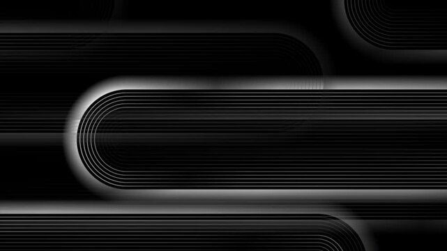 Abstract black background with grey metallic smooth minimal lines. Geometric motion design. Seamless loop. Video animation Ultra HD 4K 3840x2160