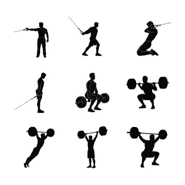 Mixed Martial Arts (mma) Kicking and Striking Silhouettes Combat Sport Action and Defense Poses