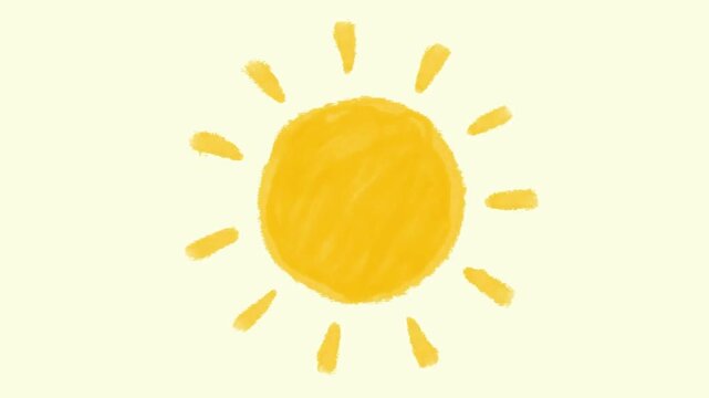 Minimalist Hand Drawn Animated Sun Shining on Pale Background