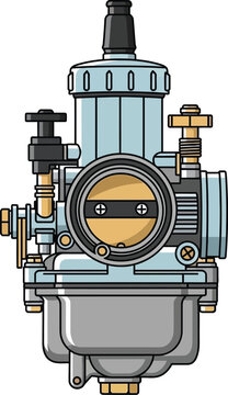 Detailed illustration of a single carburetor for internal combustion engines.