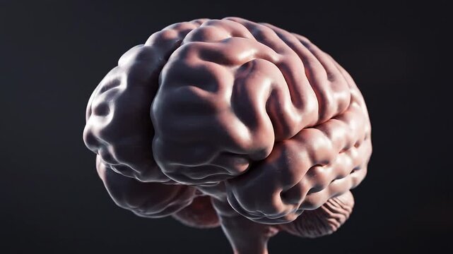 A detailed human brain glows against darkness, highlighting gyri and sulci, symbolizing cognition, memory, and the complexity of neural processing.