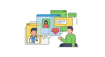 Fototapeta premium Online doctor consultation with patient on laptop in home setting