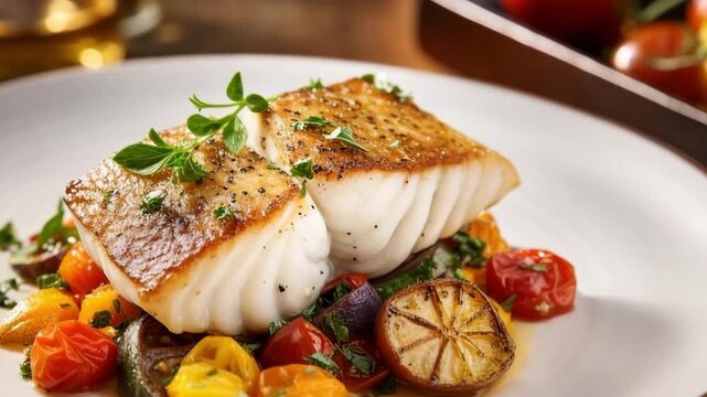 Delicious fillets of pollock or coalfish cooked in spicy marinade and served with baked salad to dinner. Exquisite pan roasted fish with a tantalizing blend of flavors and a perfectly crispy exterior.