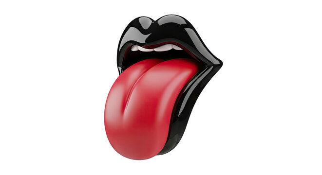 Black lips with red tongue sticking out