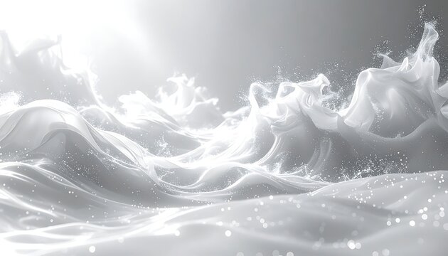 A grayscale image of fluid wave-like movements with light effects