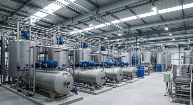 Industrial Manufacturing Facility With Extensive Machinery and Piping Systems