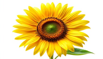 Fototapeta premium A bright yellow sunflower against a white background